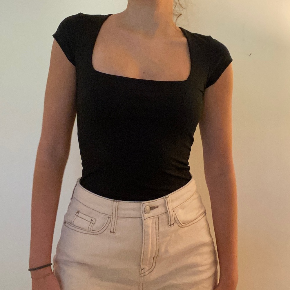 Free People Square Neck Bodysuit Black